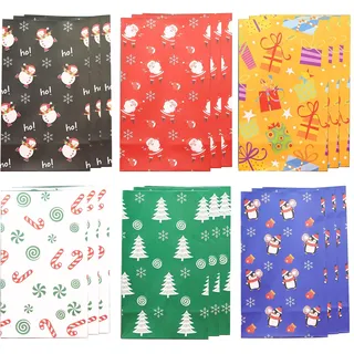 POPOYU 18 Stück Geschenktüten Weihnachten, Klein Weihnachtstüten für Adventskalender zum Befüllen, Weihnachtstüten Papiertüten Xmas mit 18 Aufkleber, Kraft Papier Geschenk Tüten für Weihnachten Party