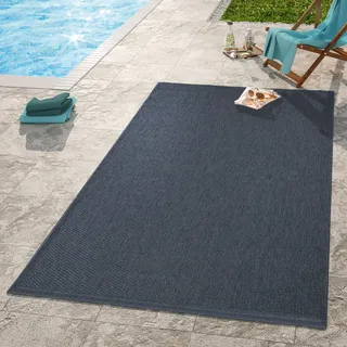 TT Home In-& Outdoorteppich Terrasse Küche Balkon Wetterbeständig Modern Unifarben Größe 160x220 cm - Blau