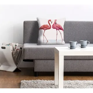 queence Dekokissen »Anna« Kissenhülle,Flamingos,Pink,Exotisch,Tropisch,Vögel,Natur,Dekorativ, rosa
