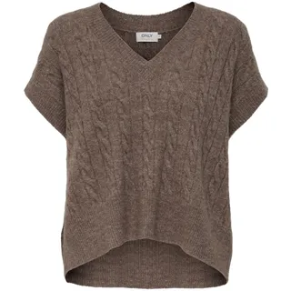 ONLY Damen Pullunder Strickpullunder ONLMELODY XS S M L XL Beige Braun V-Neck, Größe:XS, Farbe:Caribou Melange 15249328
