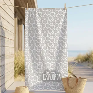 MTOnlinehandel Strandtuch XXL 100x200 cm – Weiches & Saugfähiges Badetuch Leo Print grau – Baumwolle & Mikrofaser Mix – Schnelltrocknend – Leoparden Motiv