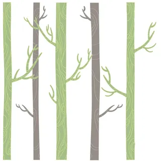 Tulup Aufkleber 80x116 cm Pastellwald Natur , Grün , Kunststoff , 80x116x0.1 cm , Tapeten & Wandverkleidungen, Wandtattoos & Sticker, Wandtattoos
