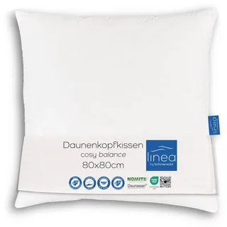 LINEA by böhmerwald - cosy - hochwertiges Kopfkissen balance, 80x80, 70% Federn Klasse 1, 30% kuschlige neue Daunen, Allergiker geeignet, waschbar bis 60°C, in Deutschland produziert