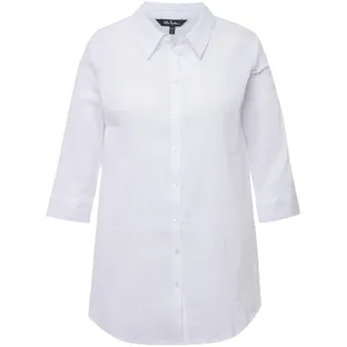 Ulla Popken Damen große Größen Übergrößen Plus Size Bluse, Bubble-Qualität, Hemdkragen, 3/4-Arm schneeweiß 58+ 797446200-58+