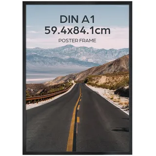 Giftgarden Schwarz Bilderrahmen A1 - Aluminium Rahmen für 59,4x84 cm Fotos, Puzzles und Poster - Großer Fotorahmen für Wohnzimmer, Schlafzimmer, Arbeitszimmer