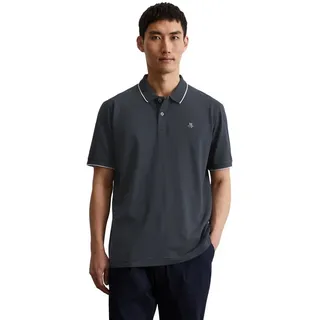 Marc O'Polo Herren, Kurzarm-Poloshirt mit Stretch-Anteil regular fit, blau (Dark navy), M,