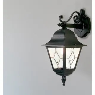 LED Außenwandleuchte im Landhausstil, Laterne mit Bleiglas für Hauswand H: 45cm