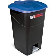 Tayg - Abfallbehälter 60 Liter mit Pedal, schwarzer Basis und blauem Deckel