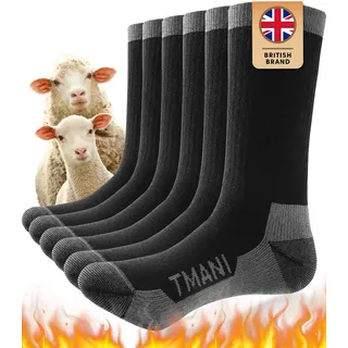 Tmani Merino Socken Thermosocken Wandersocken Outdoor & Trekking-Socken, Anti-Blasen, Gepolstert Arbeitssocken Wintersocken Herren Damen