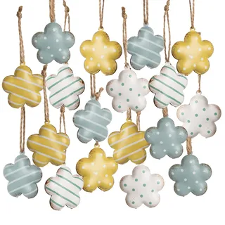 Logbuch-Verlag 18 kleine Ostern Blumen Anhänger gelb blau weiß Metall Sommerdeko Blümchen Dekoration Gartenparty 4 cm
