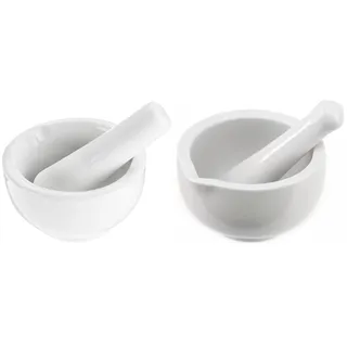 Küchenprofi Mörser mit Stößel klein, Porzellan, Spülmaschinenfest, Ø 7 cm & alpina Mörser mit Stößel, weiß Mörser ALPINA mit Stößel, weiß