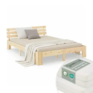 Homestyle4u Holzbett 180 x 200 cm Braun