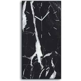 Leinwand Wanduhr Wandkunst Uhr Geräuschlos 30x60 Struktur aus schwarzem Marmor - weiße Hände