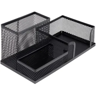 memobe Schreibtisch Organizer - Multifunktionaler Schreibtisch Organizer - Stifteköcher für Stifte, Büro, Zuhause, Schule - Metall Büro-Organizer - Platzsparendes Desk Organizer - Schwarz
