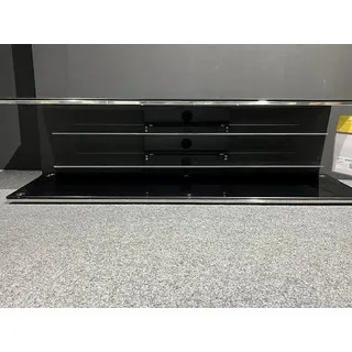 TV-Rack "7725" aus Metall  / ESG-Sicherheitsglas in Schwarzglas mit 2 Einlegeböden. Abmessungen (BxHxT) 140x40x45 cm - Schwarz