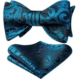 Herren Einstecktuch mit Paisleymuster, Jacquard, zum Selbstbinden, Grün, Set mit Fliege