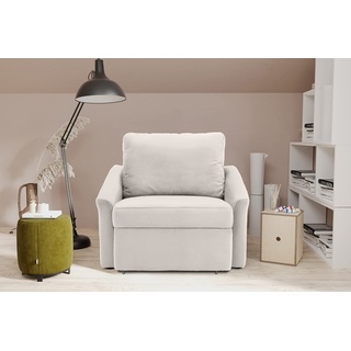 DOMO. collection Sessel Relax, Boxspring Sofa mit Schlaffunktion, Dauerschläfer, Schlafsessel, Gästebett, Schlafsofa, 108 x 96 x 86 cm (BxTxH), creme