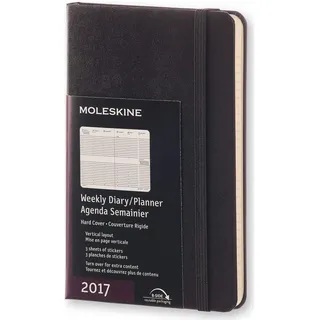 Moleskine Wochenkalender, Taschenkalender, 12 Monate 2017, Vertikal, Pocket, A6, Hard Cover, schwarz