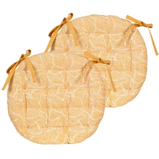 Atout Ciel Stuhlkissen, rund, zweifarbig, Durchmesser 40 cm, Gelb, Bedruckt, einfarbig, 2 Stück