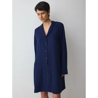 Nachthemd TRIUMPH "Amourette Jacquard NDW", Damen, Gr. 46, N-Gr, admiral, Web, Obermaterial: 100% Viskose, bequem kniefrei, V-Ausschnitt, Kleider Nachthemd, elegant und weich