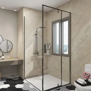 [neu.haus] Duschrückwandset Bladel 8er Set 120x60 cm Wandverkleidung Wanddeko wasserfest Badrückwand Duschrückwand Dekorwand 3 mm Bad Dusche WC Küche Cream Stone