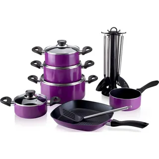 Krüger Karl Krüger Topf-Set 6-tlg. Fleischtopf + Grillpfanne + Stieltopf