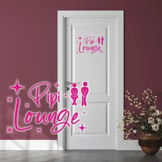Dekoaufkleber Pipi Lounge 26x16cm für Badezimmer Bad WC Toilette Tür Wandtattoo Unisex Wand Sticker Aufkleber lustig witzig selbstklebend Y070 (Pink)