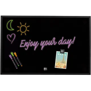 Oxford Schwarze Magnettafel mit 3 Markern, 2 Magneten und Wandmontage-Set, A3