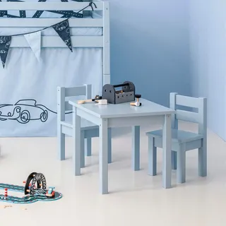 Hoppekids Kindersitzgruppe MADS 1 Tisch, 1 Stuhl Kiefer lackiert blau