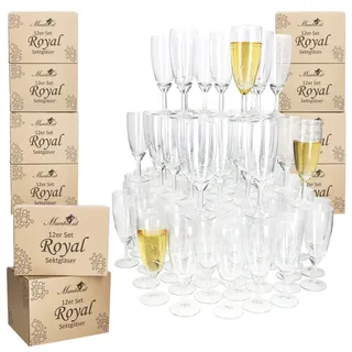 MamboCat 120er Set Royal Sektgläser I 140ml, Höhe 16cm I modernes klares Sektglas mit Fuß I Sektflöte für Prosecco, Champagner & Co I transparente Gläser für Hochzeit, Partys, Geburtstage