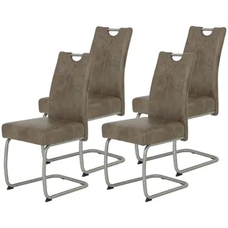 Hela Freischwinger SOPHIA S Set Esszimmerstuhl Schwingstuhl Microfaser Schlamm, Edelstahlgestell, Komfortsitz Federkorb, 140kg belastbar