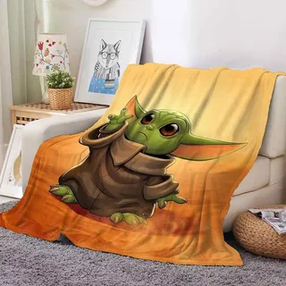 Mandalorian Yoda Flannel Fleece Blanket Grogu Kuiil Karga Decke Sommer Sofa Quilt - Mandalorian 01 - 130x150cm