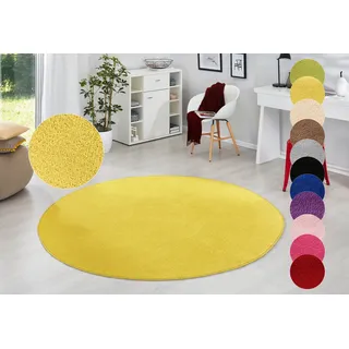 HANSE Home Teppich "Fancy" rund 7 mm Höhe Kurzflor, Weich, Einfarbig, Wohnzimmer, Schlafzimmer, Esszimmer, gelb
