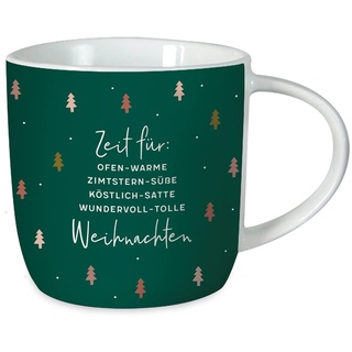 Grafik-Werkstatt Kaffeetasse mit Spruch 300 ml | Porzellan-Tasse Weihnachten | Zeit für Weihnachten, Grün