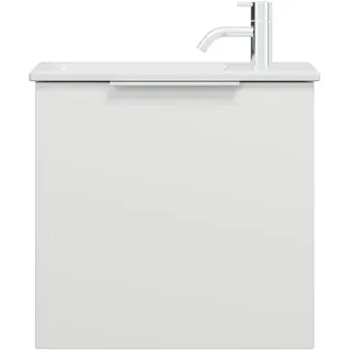 burgbad Eqio Slim Keramik-Waschtisch inklusive Waschtischunterschrank, 520x310x500mm, SGZJ052F2009C0001G0146, Farbe: Weiß Hochglanz / Weiß Hochglanz, Griff Chrom G0146