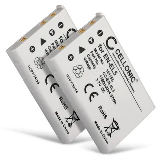 CELLONIC 2X Akku für Kamera Kompatibel mit Nikon Coolpix 5200, Coolpix P510, Coolpix P500, EN-EL5 - (1180mAh, 3.7V)
