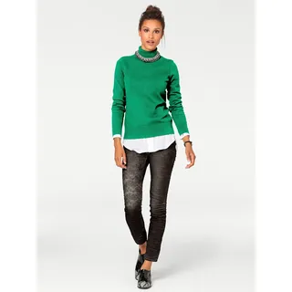 Rollkragenpullover HEINE "Rollkragen-Pullover", Damen, Gr. 36, grün, 100% Baumwolle, unifarben, Pullover Rollkragenpullover