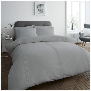 GC GAVENO CAVAILIA Dulwich Luxus-Bettwäsche-Set, unifarben, plissiert, Bettbezug, Polyester, 50% Baumwolle, grau, Einzelbett