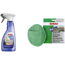 SONAX XTREME LederPflegeMilch (500 ml) Zur schonenden Reinigung & MicrofaserPflegePad (1 Stück) für gleichmäßiges Auftragen von Kunststoffpflegemitteln im Innenraum