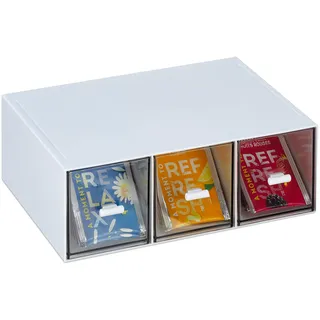 Relaxdays Tee-Organizer, Vorratsbehälter, Weiss