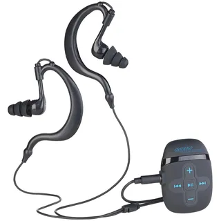 auvisio Musikplayer: Wasserdichter Sport-MP3-Player DMP-450.x8 mit 8 GB Speicher, IPX8 (MP3 Player wasserdicht kabellos, Mini, 450 x8)