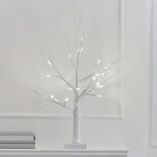 Ginger Ray Weihnachtsbaum mit weißen Zweigen, beleuchtet, mit LED-Lichtern, Tischdekoration, Kamin, 40 cm