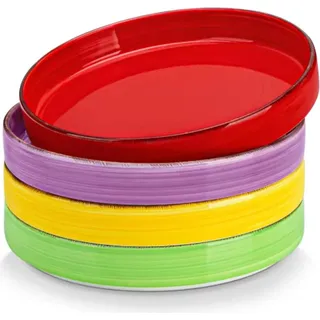 Zafiro Serviesset – 4-teilig – Weiß/Gold – Essteller, Tiefe Teller & Frühstücksteller – Elegantes Keramikgeschirr - Bunt