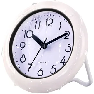 LFGKeng Badezimmer wasserdichte Wanduhr, Innenwanduhr mit Handtuchhalter, Quarzwerk, Kunststoffrahmen, Flexible Wahl zum Aufhängen oder Stehen, Moderne leise kleine Wanduhr für Wohnzimmer und Küche