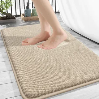 Homaxy Memoryschaum Badezimmerteppich Weich Badematte rutschfest Waschbar Dick Badteppich Saugfähig Badvorleger Bad Teppich Duschvorleger für Badezimmer - 40x60 cm, Beige