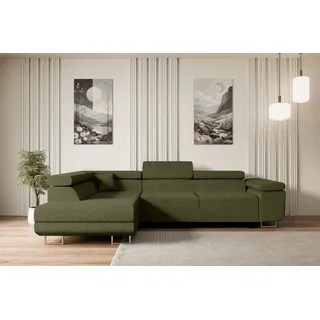 altdecor Ecksofa mit Schlaffunktion und Bettkasten Gusa-L 272x202x107 cm Grün - Corner Sofa Bett Eckcouch Couch L-Form, Schlafcouch Ausziehbar Wohnlandschaft Schlafsofa Cauchsofa - Grün