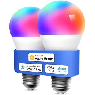 Meross Smart LED Glühbirne WLAN Glühbirne funktioniert mit Apple HomeKit Wifi Lampe mehrfarbig & dimmbar kompatibel mit Siri, Alexa, Google Home und SmartThings E27