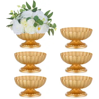 Inweder Gold Metall Blumenvase für Tischdeko: 6 Stück Vintage Klein Vase