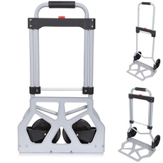 Voluker Alu Sackkarre faltbar, Traglast 100 kg, 2 Räder, mit Teleskopgriff aus Aluminium, Silber