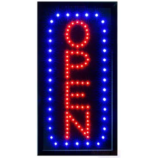 FITNATE LED Open Schild, Offen Schild, 49x25cm LED Leuchtreklame, OPEN Werbung mit 2 Lichtmodi, EU-Stecker, Rot&blau